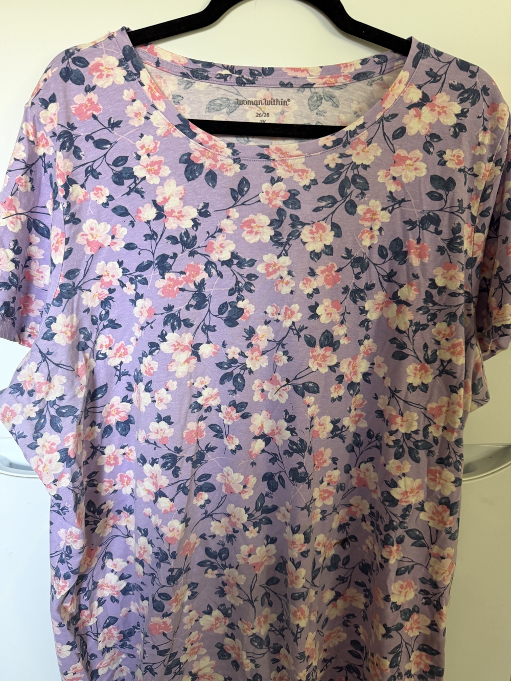 Woman Within Lavender Floral Short Sleeve Top